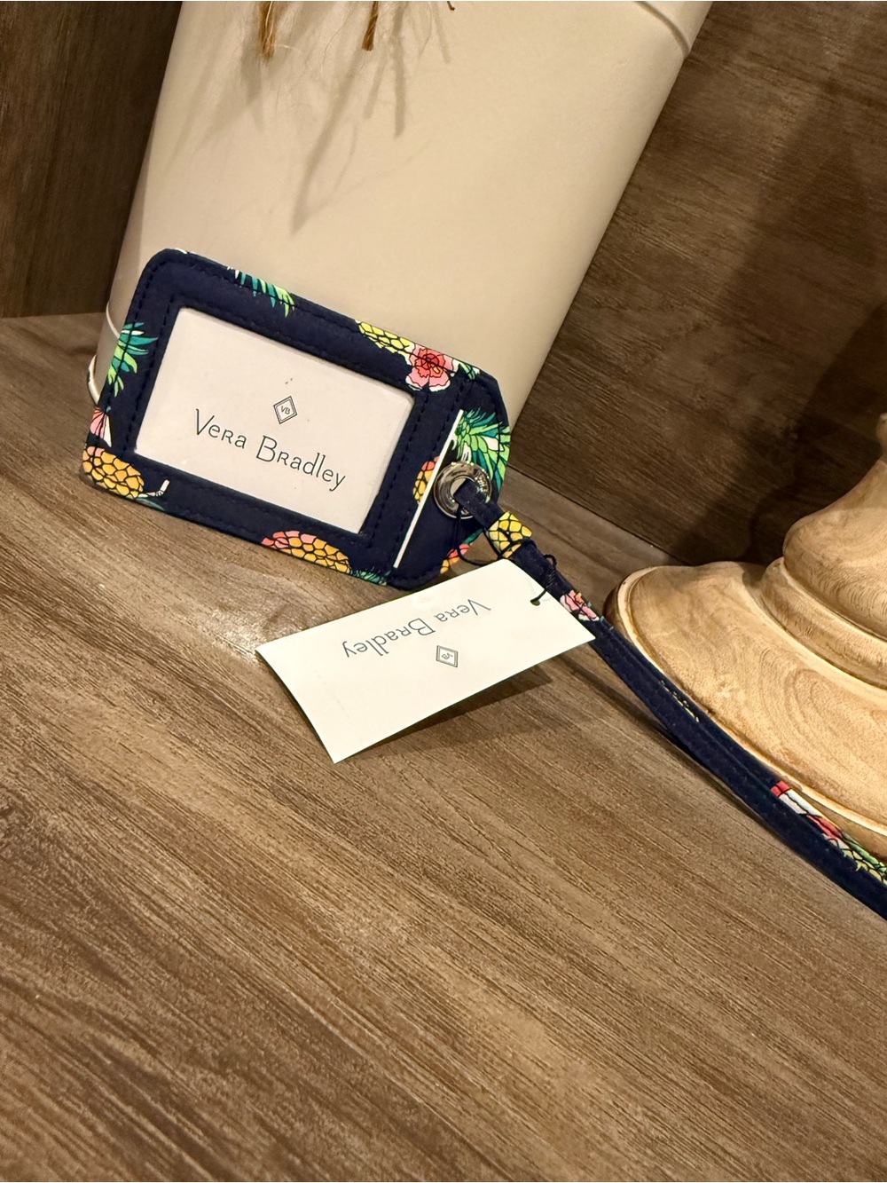 Vera Bradley Navy Tropical Pineapple Luggage ID Holder